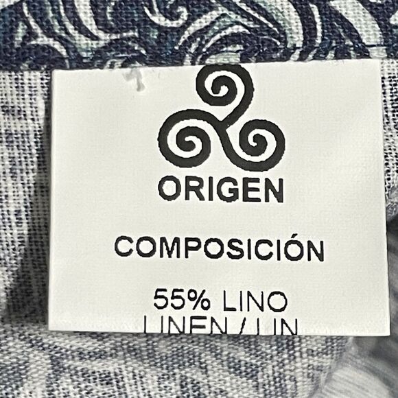 NWT Origen Man Storm LS Button Up Shirt Floral AOP Print Linen Blend Blue XL Men - Picture 6 of 11